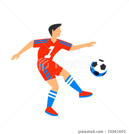 Abstract football player in red with ball....-插圖素材[70061605] - PIXTA圖庫